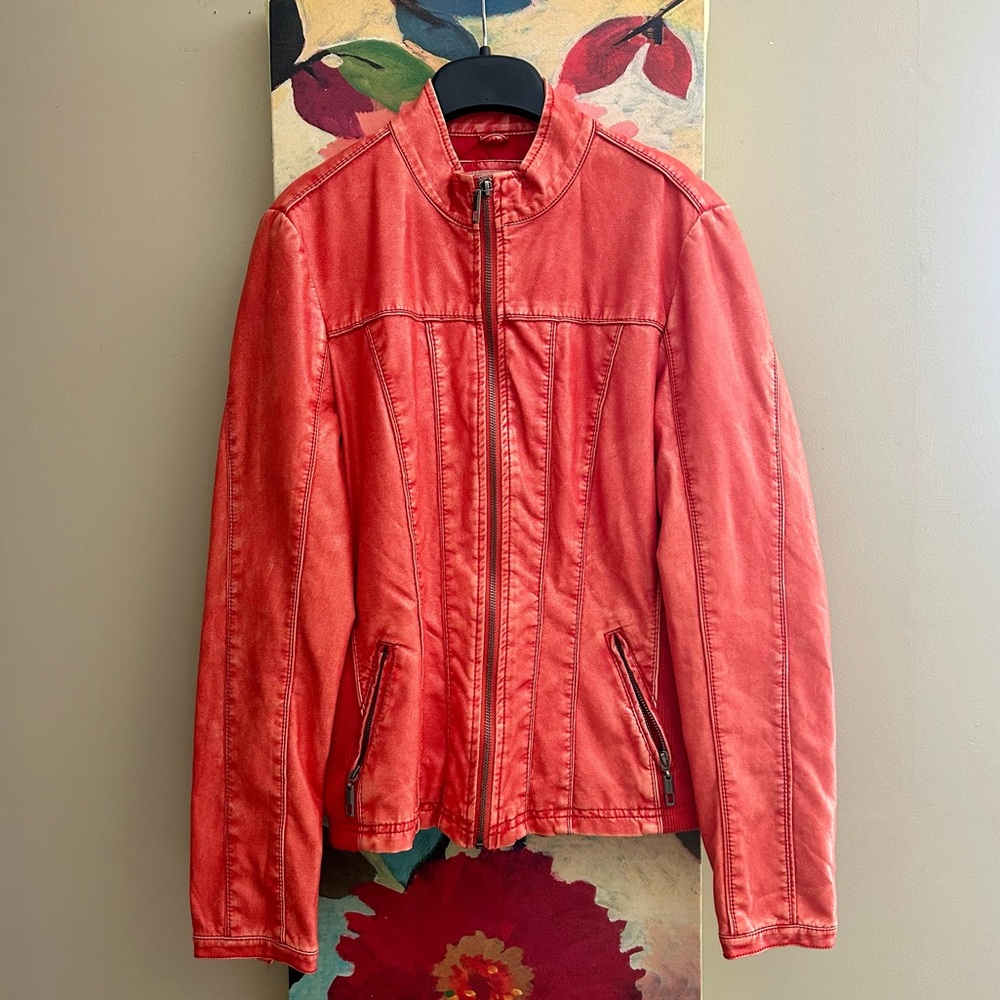 Peach Pleather Jacket 🍑